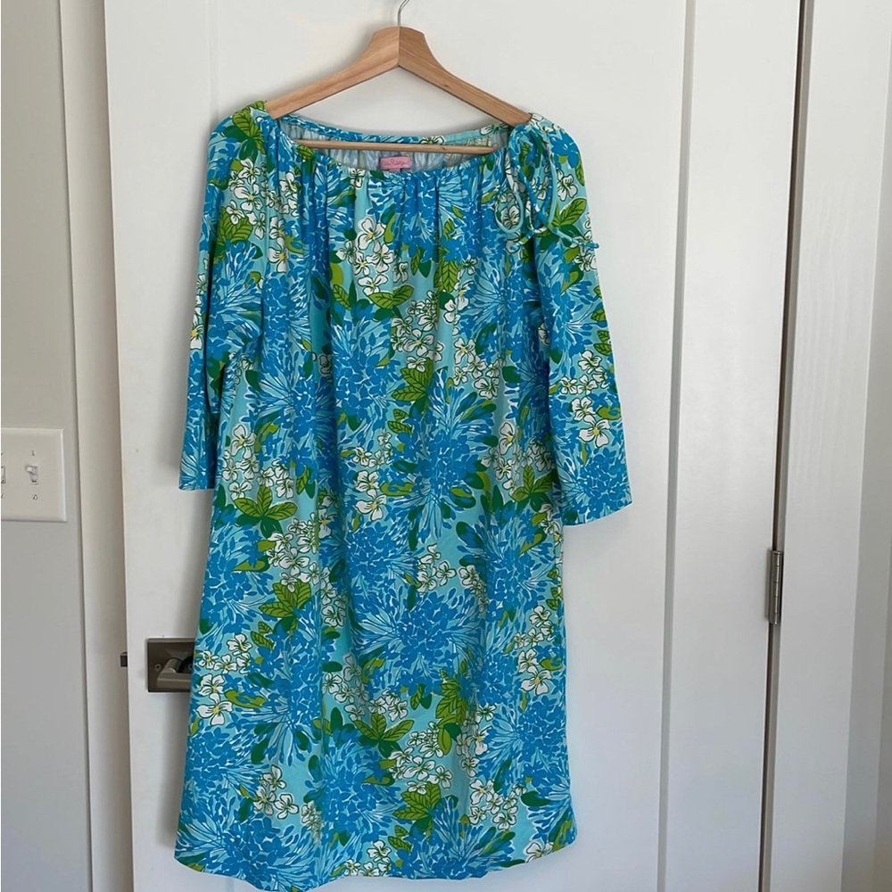 Lilly Pulitzer Blue & Green Floral Dress - XL
